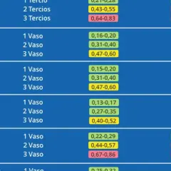Tabla de sanciones por alcoholemia DGT: niveles de alcohol en sangre por tipo y cantidad de bebida.