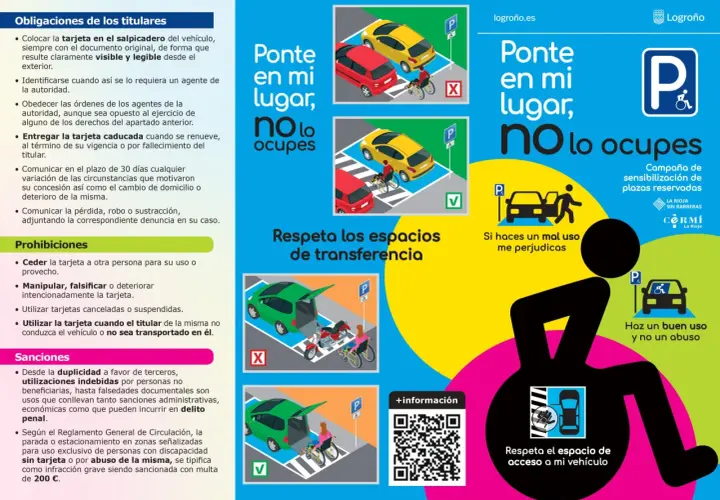 Imagen de campaña contra el mal uso de plazas de aparcamiento para personas con discapacidad. Estacionar sin tarjeta es una infracción grave con multa.