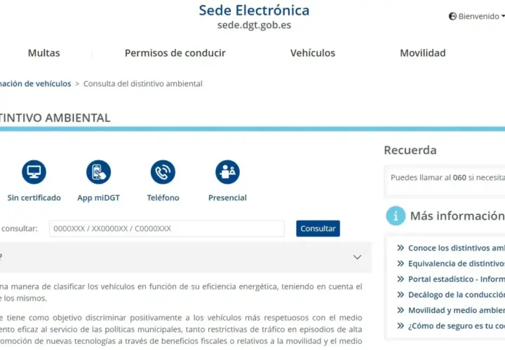 Consulta la etiqueta que tiene tu coche en la Sede Electrónica de la DGT. Introduce la matrícula para saber su distintivo ambiental.