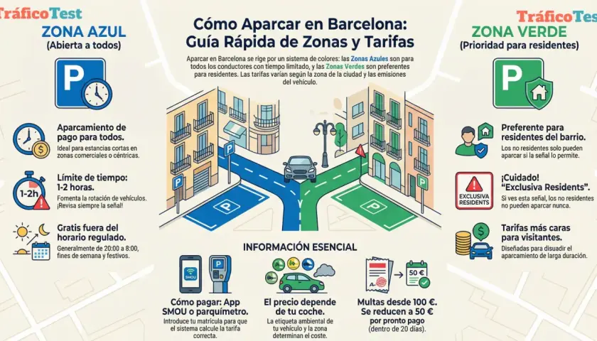 Guía de aparcamiento en Barcelona: Zonas Azules y Verdes. Información sobre tarifas, pago con SMOU y multas. bsm estació barcelona nord.