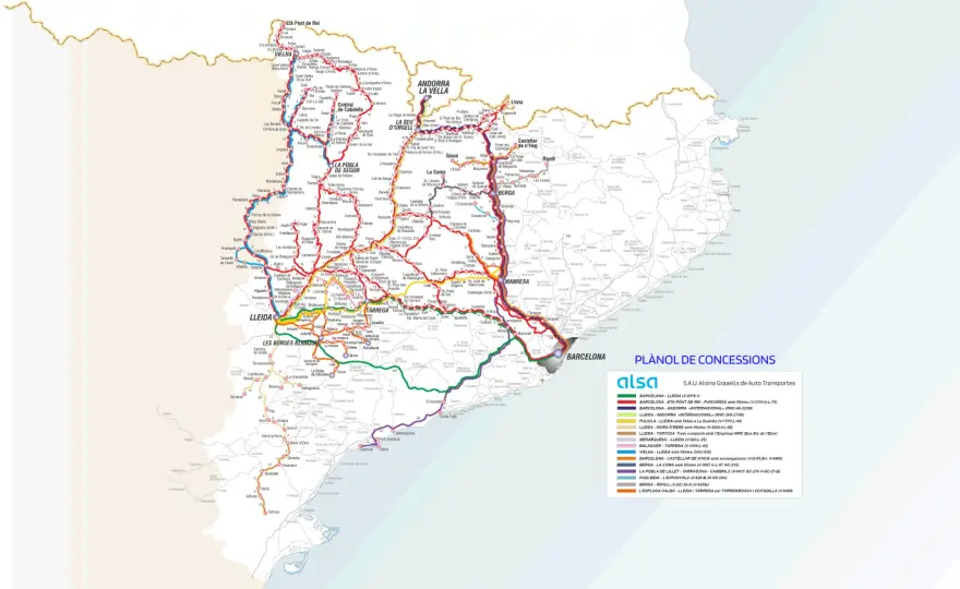 Alsina Graells en Barcelona - rutas y estaciones actuales