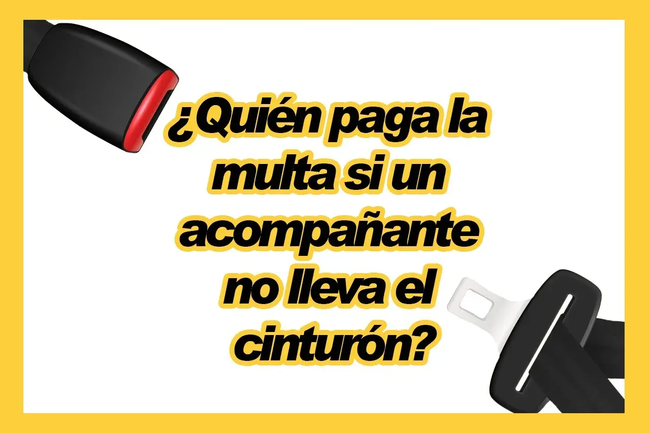 ¿Quién paga la multa si un pasajero no lleva el cinturón? Imagen con cinturones de seguridad y texto sobre multas.